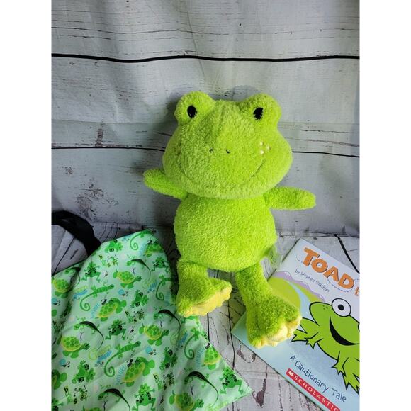 Frog story bag stuffed animal book matching handmade bag toad on the road - Picture 2 of 6